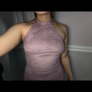 Suede pink bodycon mini dress